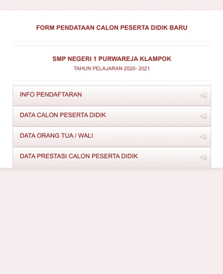 New Student Registration Form in Indonesian