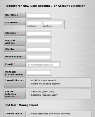 New User Request Form