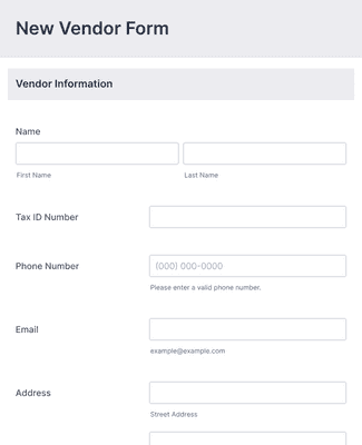 New Vendor Form Template Jotform