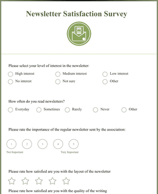 Newsletter Satisfaction Survey Form Template | Jotform
