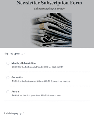 Form Templates: Newsletter Subscription Form