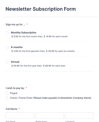 Subscription Forms - Form Templates | Jotform