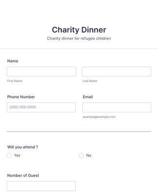 Form Templates: Non Profit Dinner RSVP Form