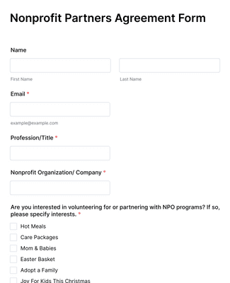 Nonprofit Partners Agreement Form Template | Jotform