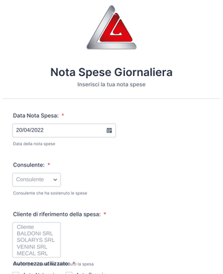 Form Templates: Nota Spese Giornaliera