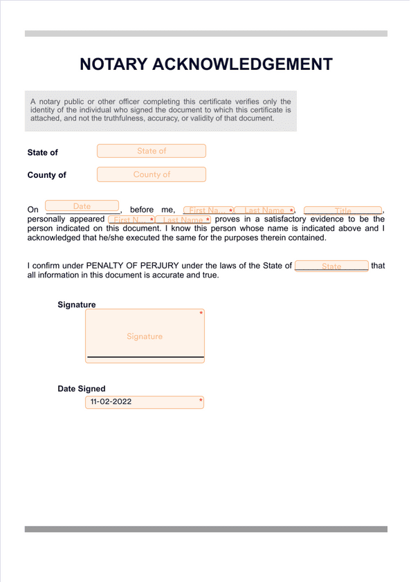 Notary Acknowledgement Sign Templates Jotform