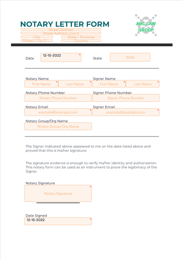 Notary Letter Form