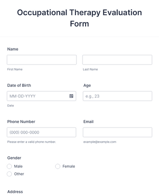 Occupational Therapy Evaluation Form Template | Jotform