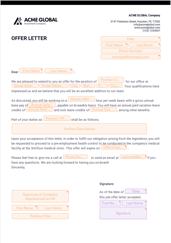 PDF Templates: Job Offer Letter