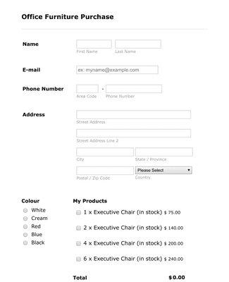 Office Furniture Purchase Form