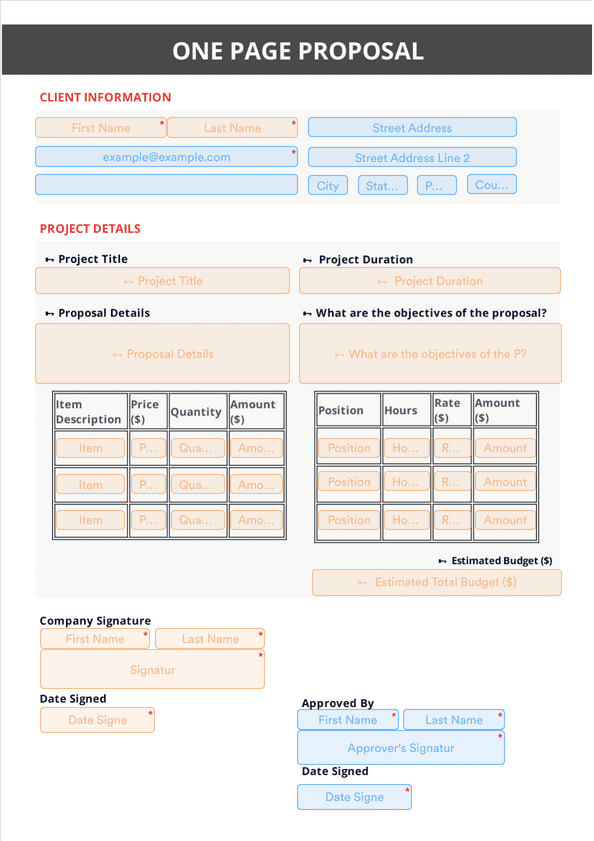 One Page Proposal Template - Sign Templates | Jotform