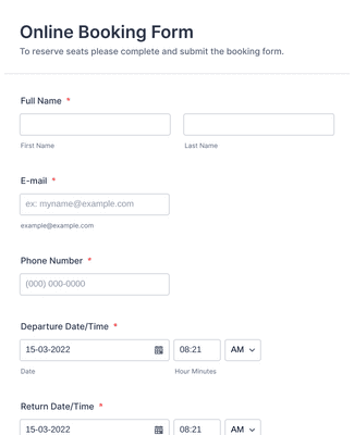 Online Booking Form