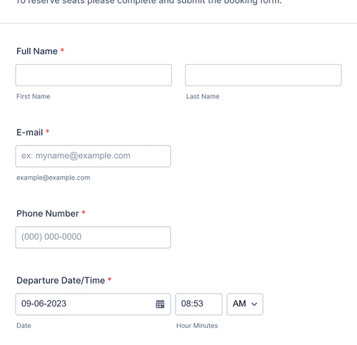 Form Templates: Online Booking Form
