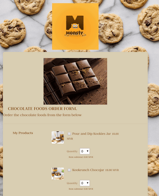 Online Chocolate Foods Order Form