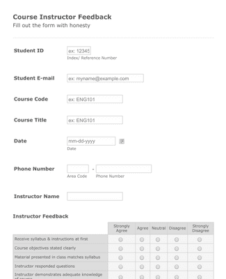 Form Templates: Online Course Instructor Feedback Form