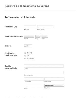 Form Templates: Online Course Registration Form in Spanish