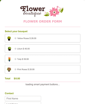 Wedding Flower Order Form Template JotForm