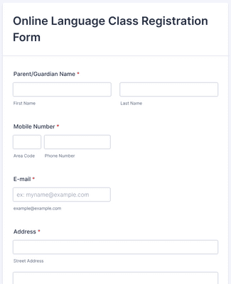 Online Language Class Registration Form Template | Jotform