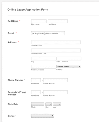 Form Templates: Online Lease Application