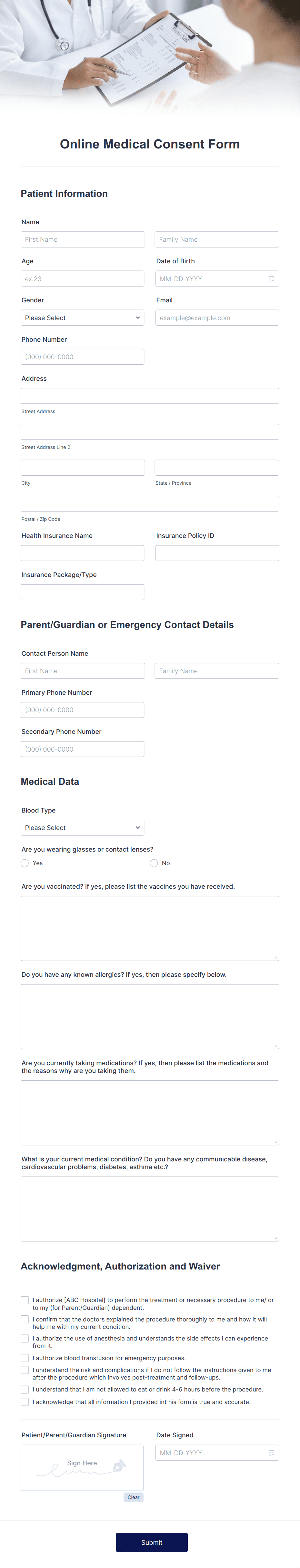 Template online-medical-consent-form