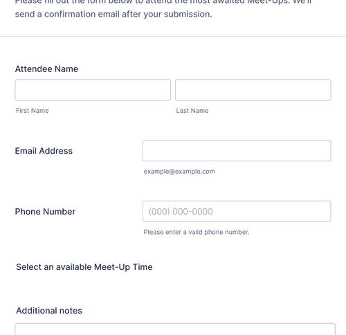 Online Meet-Up Form Template | Jotform