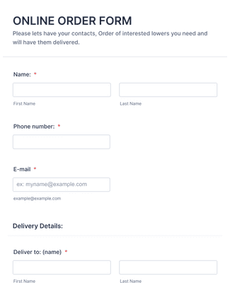 Wedding Flower Order Form Template Jotform