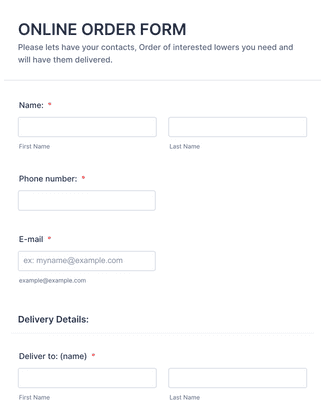 Form Templates: Online Order Form