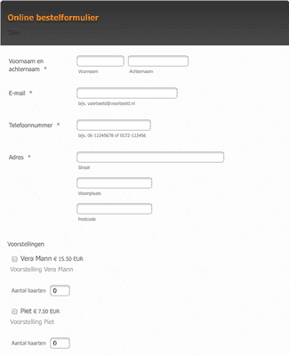Form Templates: Online Bestelformulier