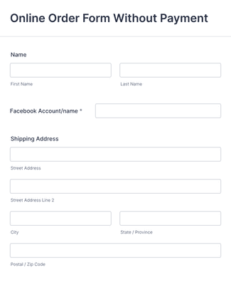 Form Templates: Online Order Form Without Payment