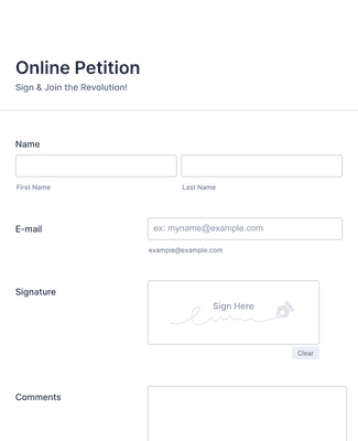 Form Templates: Online Petition Form with E Signature