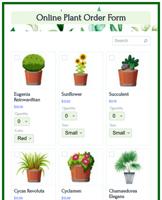 Online Plant Order Form