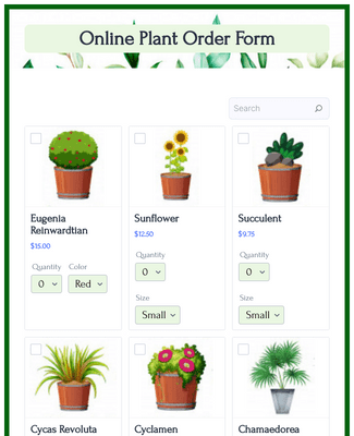 Form Templates: Online Plant Order Form