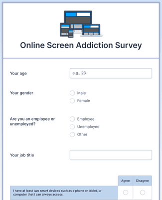 Form Templates: Online Screen Addiction Survey