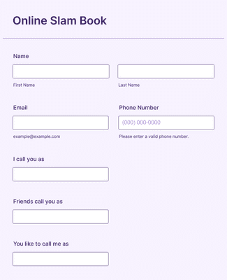 Online Slam Book Form Template | Jotform