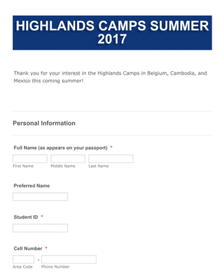 Camp Application Summer Camp Interest Form Template | Jotform