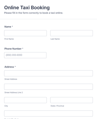 Form Templates: Online Taxi Booking Form