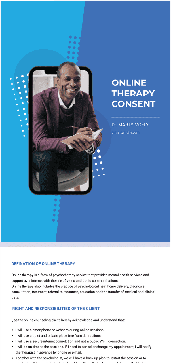 PDF Templates: Online Therapy Consent Template