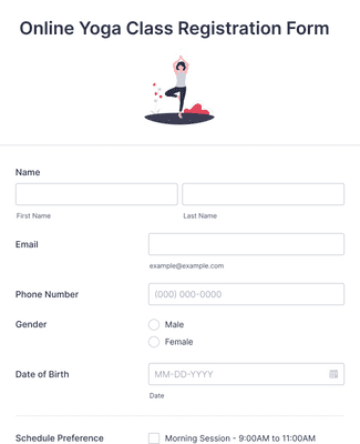 Form Templates: Online Yoga Class Registration Form