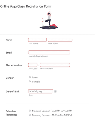 Online Yoga Class Registration Form