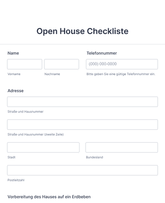 Form Templates: Open House Checkliste