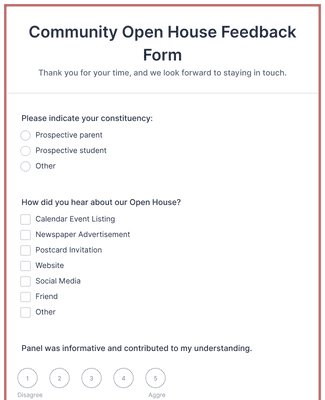 Form Templates: Open House Feedback Form