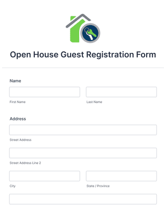 Form Templates: Open House Guest Registration Form
