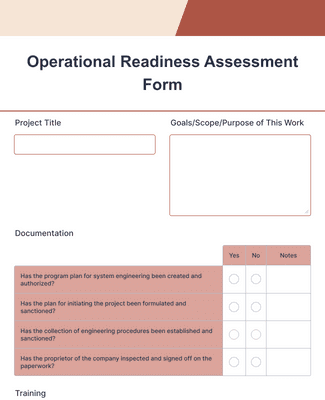 Form Templates: Operational Readiness Assessment Template 