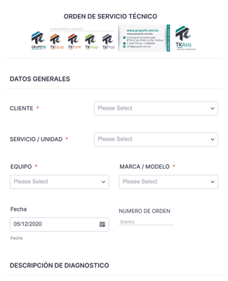 orden de servicio TKASIS Plantilla de formulario | Jotform