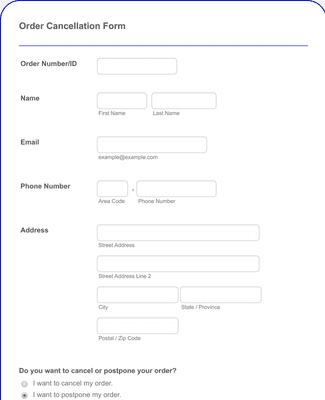 Form Templates: Order Cancellation Form