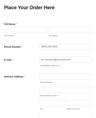 Sample Order Form Template