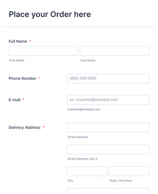 Sample Product Order Form Template | Jotform