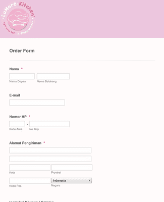 Form Templates: Order Form Lumore Kitchen