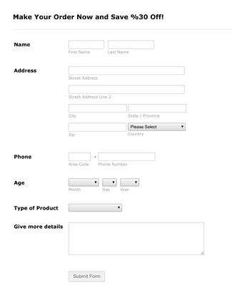 Order Form with Discount Offer Form Template | JotForm