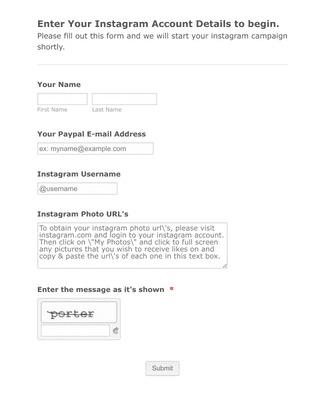 Instagram Campaign Request Form
